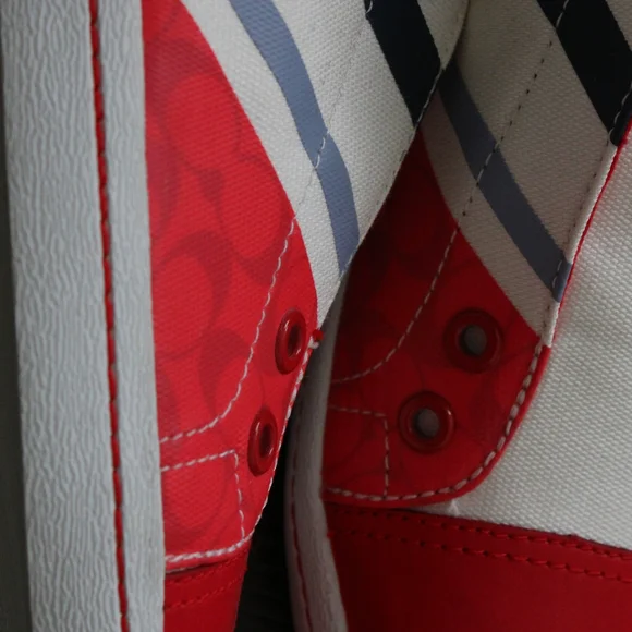 Coach Kids' Slip-On Canvas Sneakers in Red and White - Picture 4 of 9